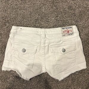 True Religion Women's White Jean Shorts
